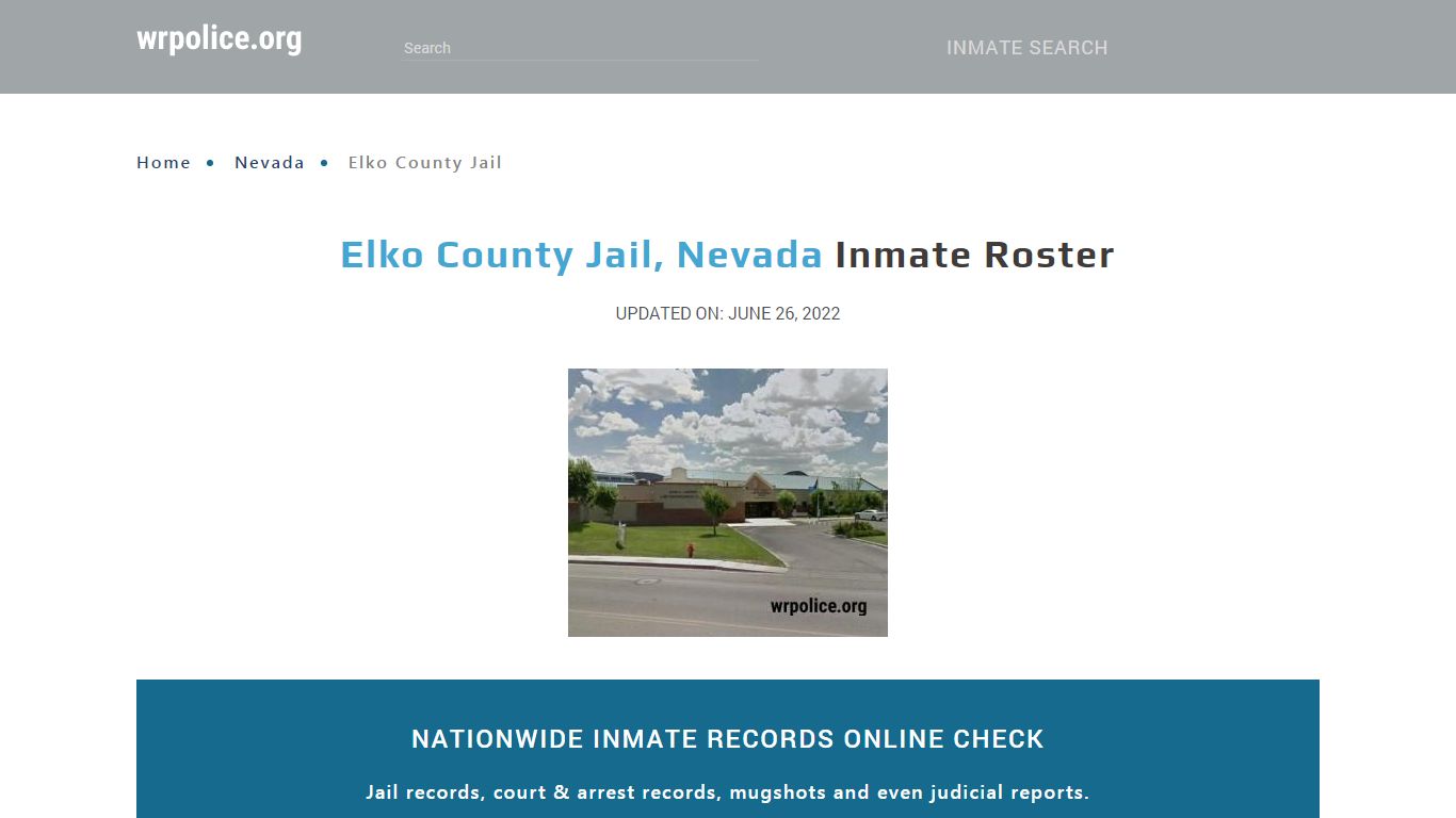 Elko County Jail, Nevada - Inmate Locator